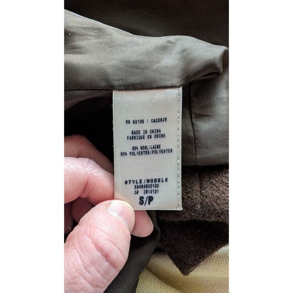 Vtg Guess Mens Wool Blend Military Jacket Coat Sz S Utility Field Pockets Brown - Picture 6 of 6